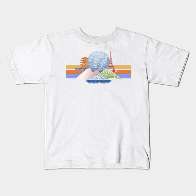 EPCOT Center Inspired Design Kids T-Shirt by FinnTPD